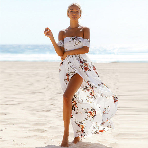 Boho off shoulder long dresses