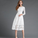 White Lace Hollow Out Long Dresses