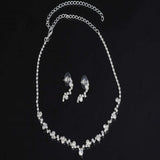 Silver Tone Crystal Tennis Necklace Earrings Set