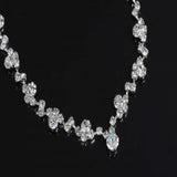 Silver Tone Crystal Tennis Necklace Earrings Set