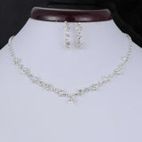 Silver Tone Crystal Tennis Necklace Earrings Set